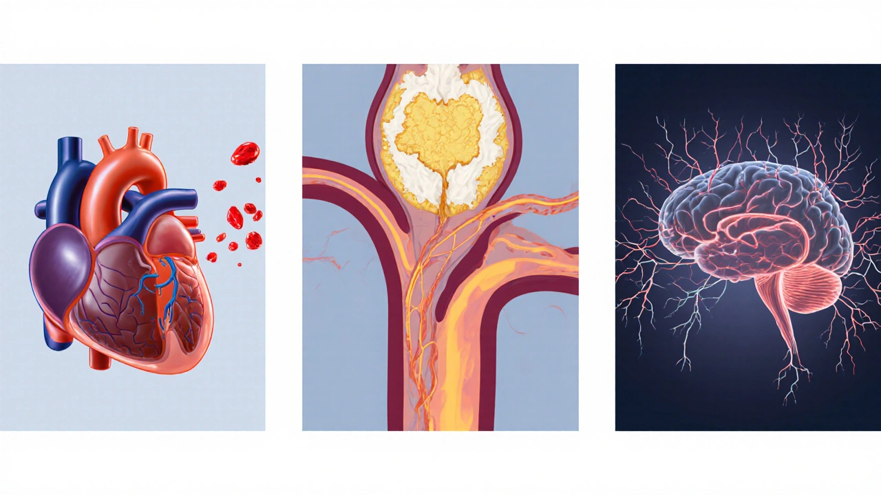 Three scenes depict embolic, atherosclerotic, and lacunar TIA mechanisms.