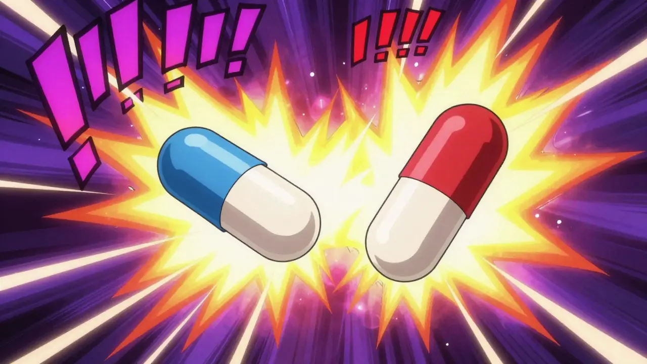 A conceptual clash between a medical pill and a herbal supplement capsule